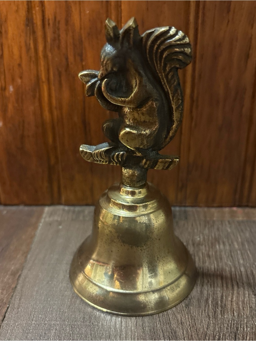 Brass Squirrel Table Bell - Gold Finish